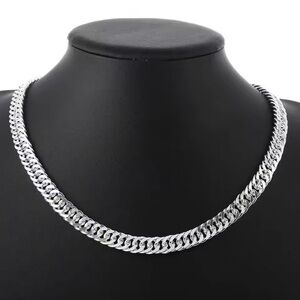 6MM Chain Silver Wide Necklaces For Women Men 20” Plating